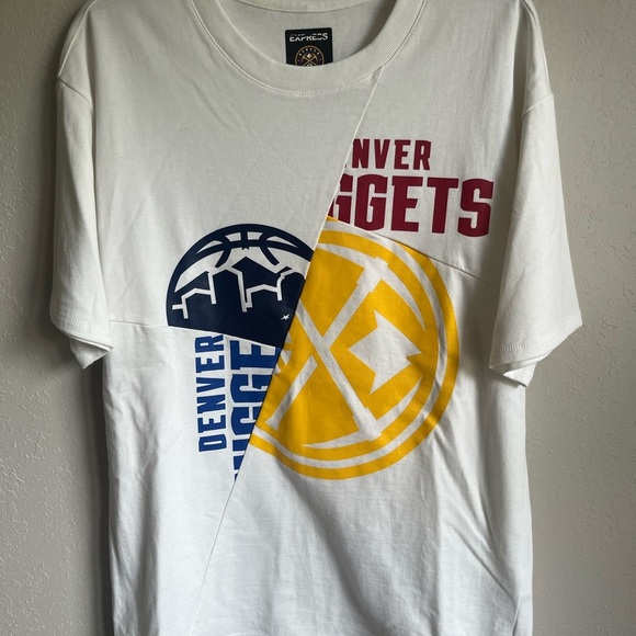 Men’s S White Express Denver Nuggets Graphic Print Oversized Tee Shirt - Picture 1 of 7